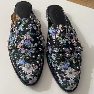 Floral studded mules